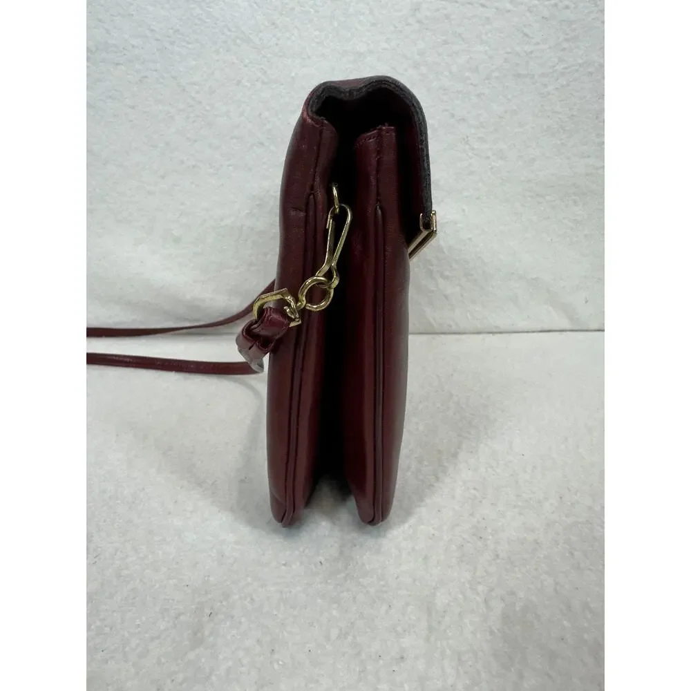 Vintage Etienne Aigner Burgundy Leather Envelope Clutch